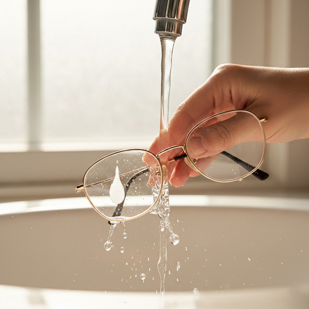 Rửa kính bằng xà phòng