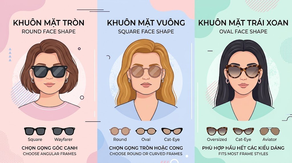 Chọn dáng kính phù hợp khuôn mặt dịp 30/4