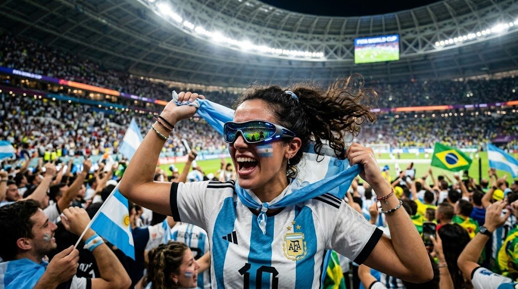 Đeo kính đi xem bóng World Cup – auto nổi bật giữa đám đông