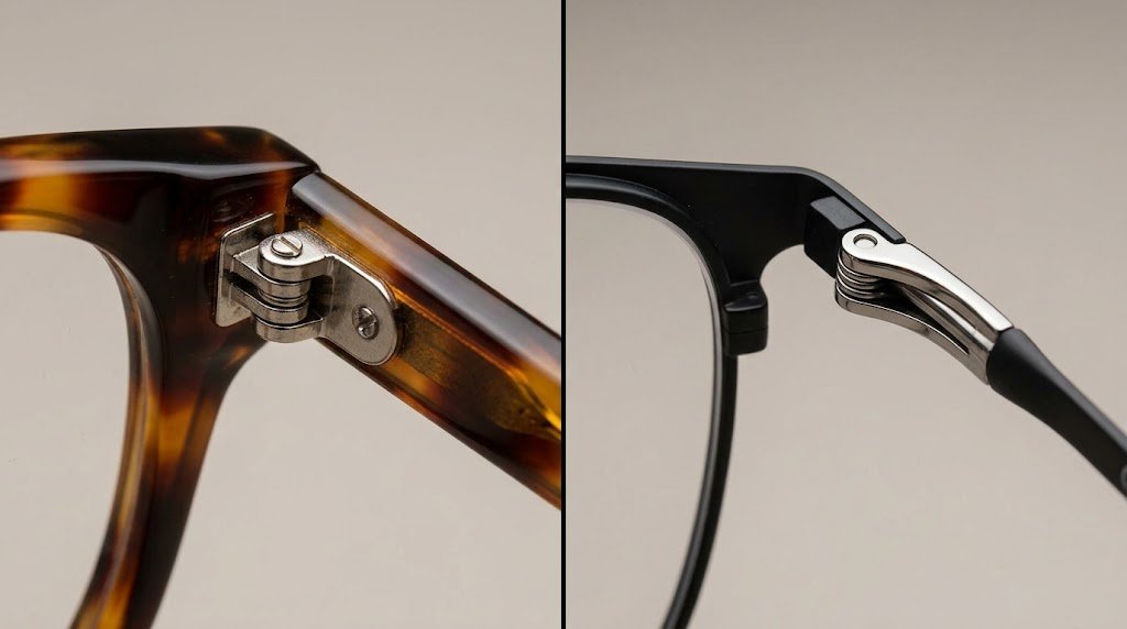 Ba loại bản lề kính mắt phổ biến – barrel, spring và screwless hinges