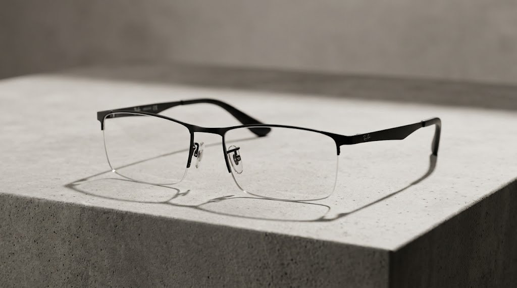 Gọng kính Ray-Ban RB6281D 2503 Matte Black – Thiết kế nửa gọng xẻ cước Stainless Steel
