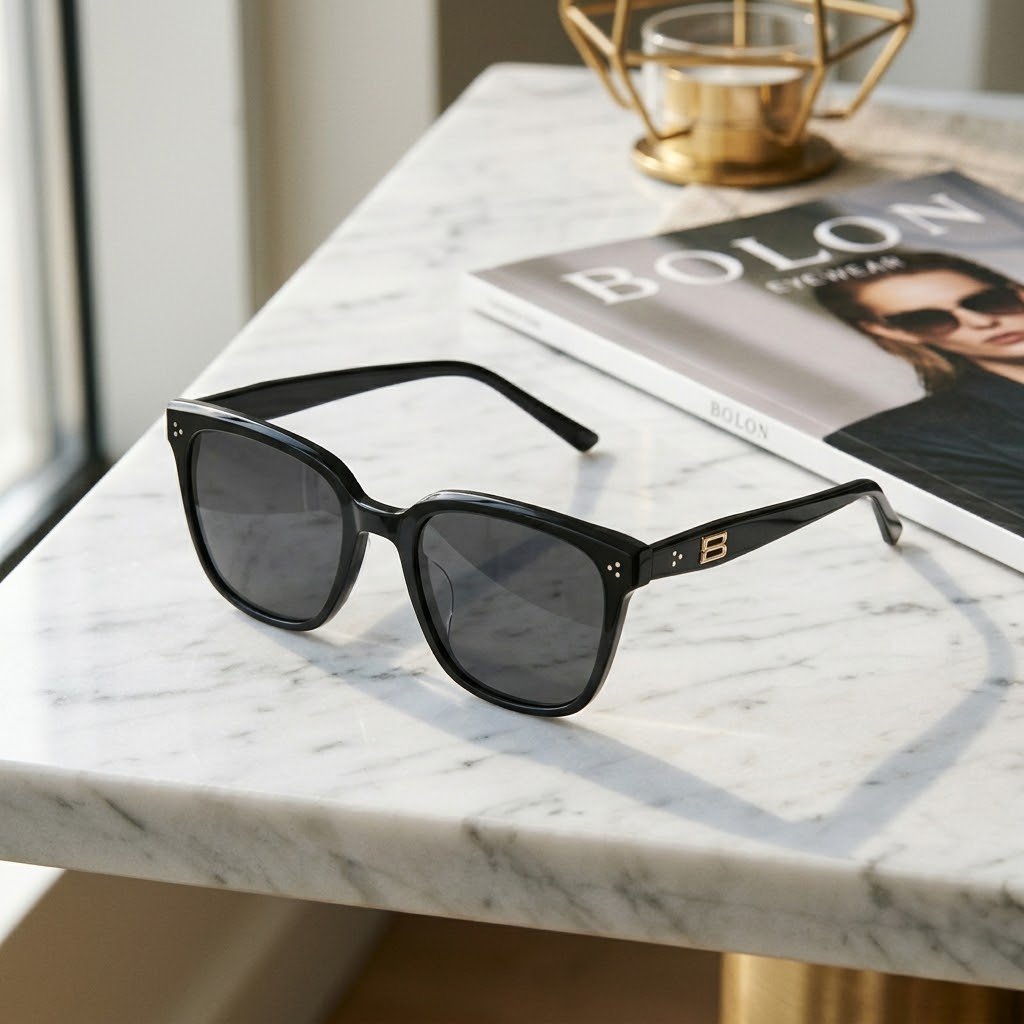Kính mát Bolon BL3253 C10 – Aviator cách điệu, gọng vàng kim, tròng khói HD Polarized