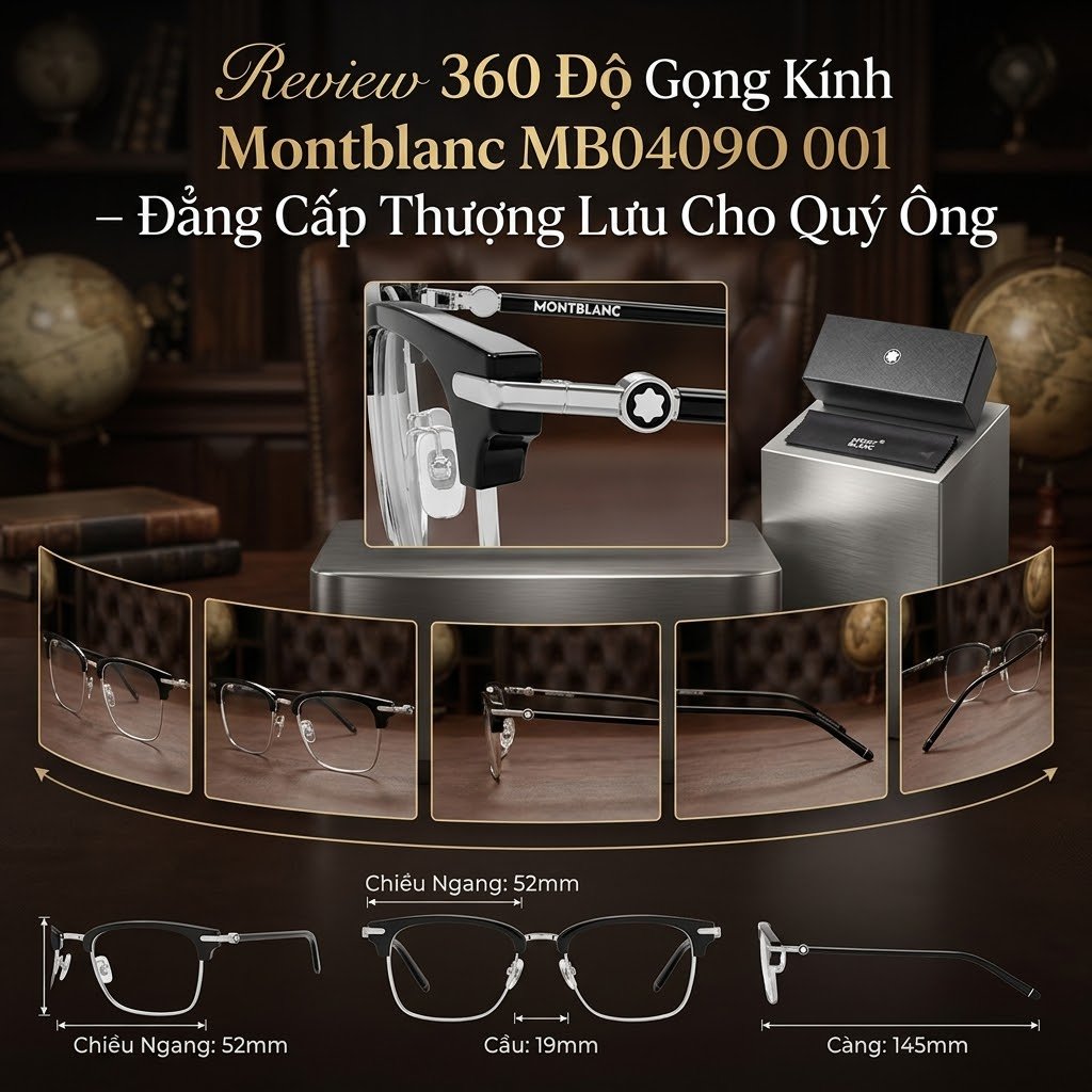 Review 360 độ Montblanc MB0409O 001: Gọng kính đẳng cấp dành cho quý ông 2026