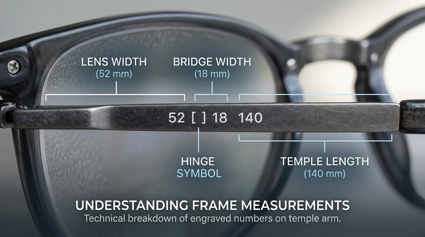 Cách Đọc Thông Số Kích Thước Gọng Kính (52-18-140 mm) & Bảng Size